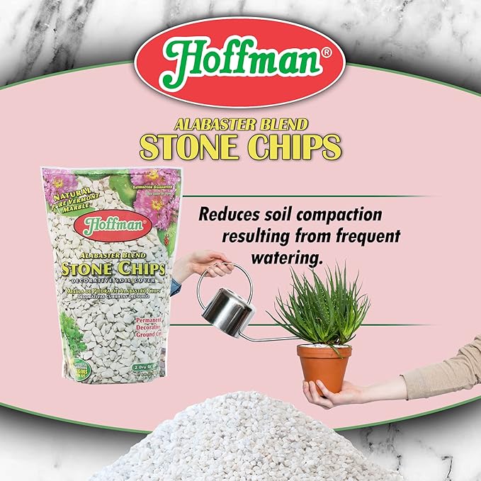 Hoffman 14102 Decorative Soil Covers Alabaster Blend Stone Chips, 2 Quarts