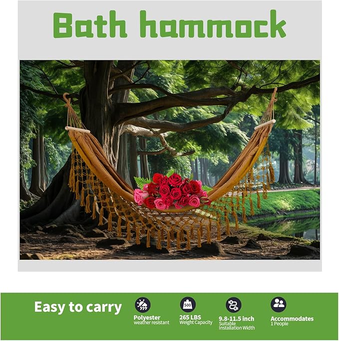 Beautiful Boho Style Hammock,Bohemian Outdoor Portable 1 Person Hammock,for Suitable for Patio, Beach, Garden,Wedding Decor (Gray 79 * 39)
