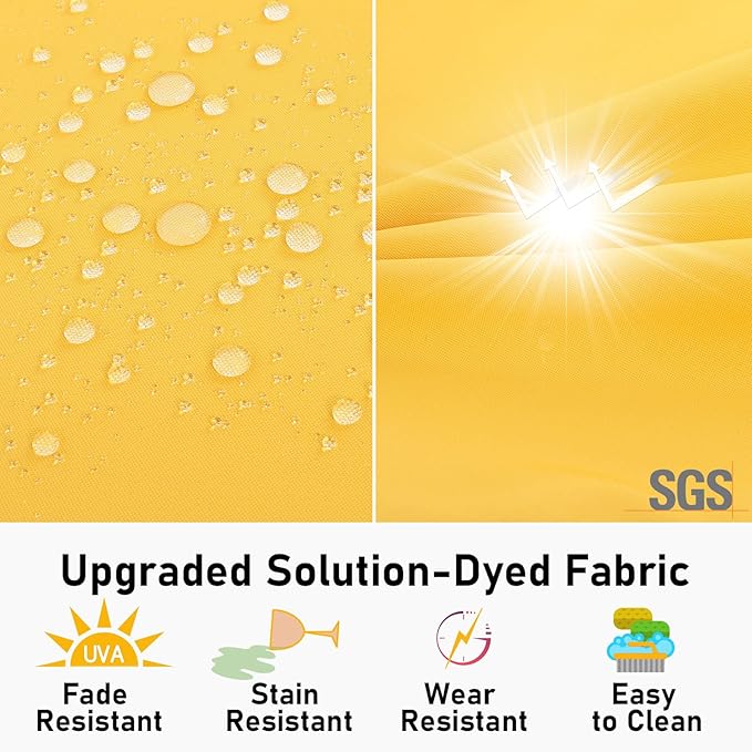Topotdor Outdoor Chair Cushions Set of 2, 19"x19"x3" Waterproof Patio Chair Cushions for Outdoor Furniture, Round Corner Outdoor Seat Cushions Color Fastness Chair Pads with Ties, Yellow
