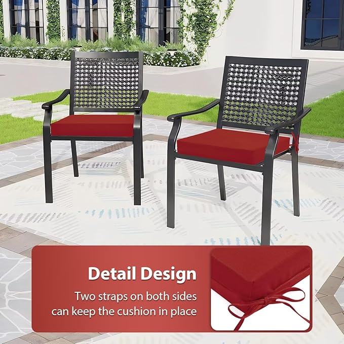 Outdoor Chair Cushions Set of 6, 18.5 x 16 Inch Patio Chair Cushions for Outdoor Furniture, Water Resistant, Non-Slip Ties(Brick Red)