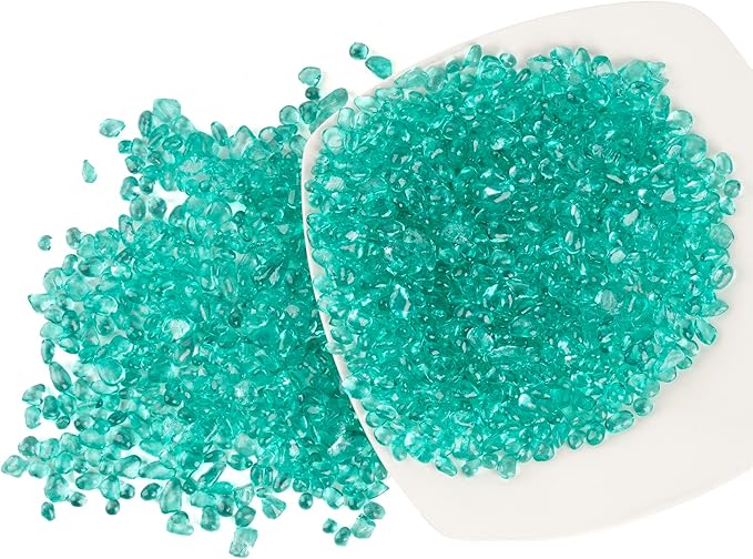 Glass Stones, 1Lb/460g Irregular Sea Glass Dercorative Rocks Non-Toxic Artificial Crystal Pebbles for Aquarium Decoration/Vase Filler/Table Scatter/Handcraft/Jewelry Making/Gems Display, Light Green