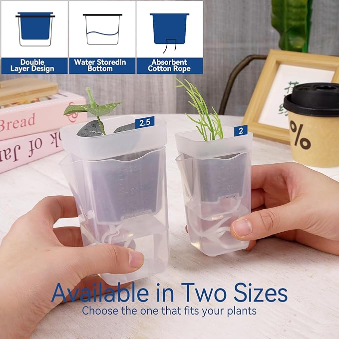 16 Pack 2" Mini Self Watering Pots for Indoor Plants, Small Clear Deep Square Plastic Planters,Self Watering Planters Garden Flower Pots for fluval Stratum,alocasia Live Plant