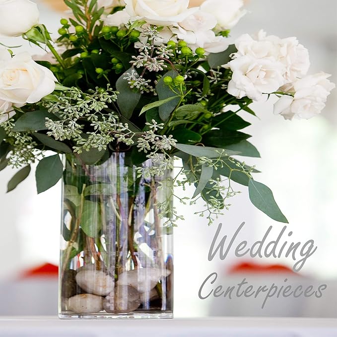 CYS Excel Large Glass Cylinder Vase (H:12" D:8") Flower Vase Centerpieces Hurricane Floating Pillar Candle Holder Terrarium Planter