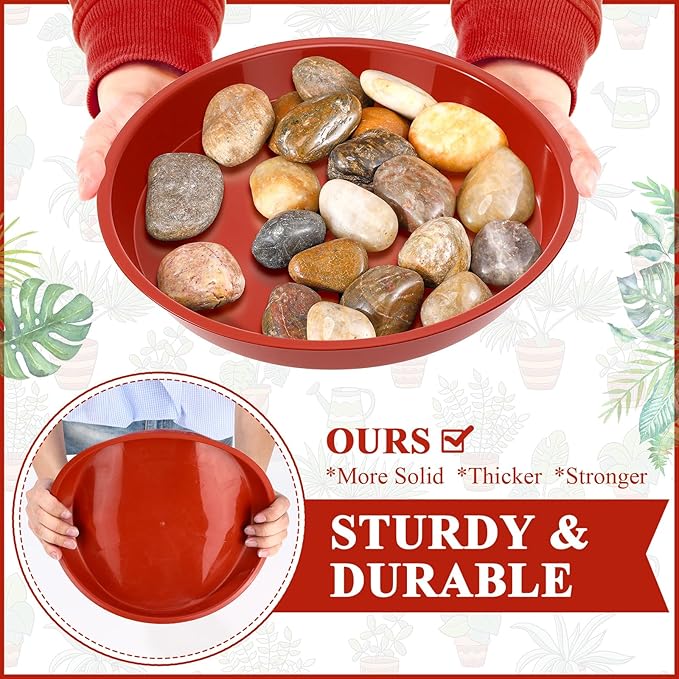Sawysine 30 Pack Plastic Plant Saucer Round Drip Trays Red Flower Pot Saucers Thick Plant Dish Sturdy Water Tray Heavy Drainage Potted Container for Indoor Outdoor Garden(10 Inches)