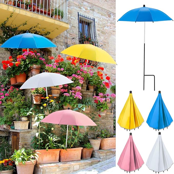 LUYI 2/4 Pcs Plant Umbrellas for Outdoor Plants, Garden Umbrella Shade for Potted Plants and Garden Beds