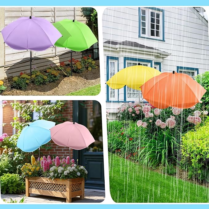6 Pack Plant Umbrellas for Outdoor Plants - 40" Height Plant Shades for Outdoor Plants with Adjustable Angel, 26" Wide Garden Sun Umbrella Shade Cover for Potted Plant, Garden Beds, Vegetable, Flower