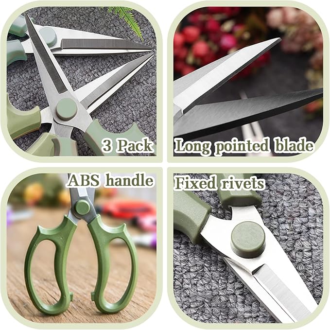 3Pcs Garden Flower Scissors,Floral Scissors Pruning Shears,Stainless Steel Flower Scissors with Comfortable Grip Handles,Premium Garden Clippers for Flower Arrangement,Gardening Tool