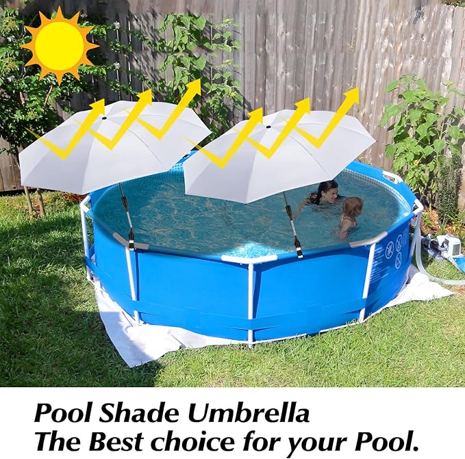 2 Pack Pool Shade Umbrella, 40" Adjustable Above Ground Pool Sunshade Canopy with Carry Bag,Patio Umbrella Use for Garden/PoolDeck/Backyard/Beach Chairs/Camp Trolley/Strollers/Golf Carts