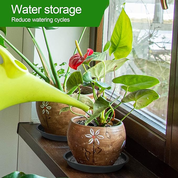 6 8 10 Inch Plant Saucer - 12 Pack Round Plant Tray Plastic Plant Drip Trays for Indoor Outdoor Garden Plants, Collects Flower Pot Drainage and Excess Water
