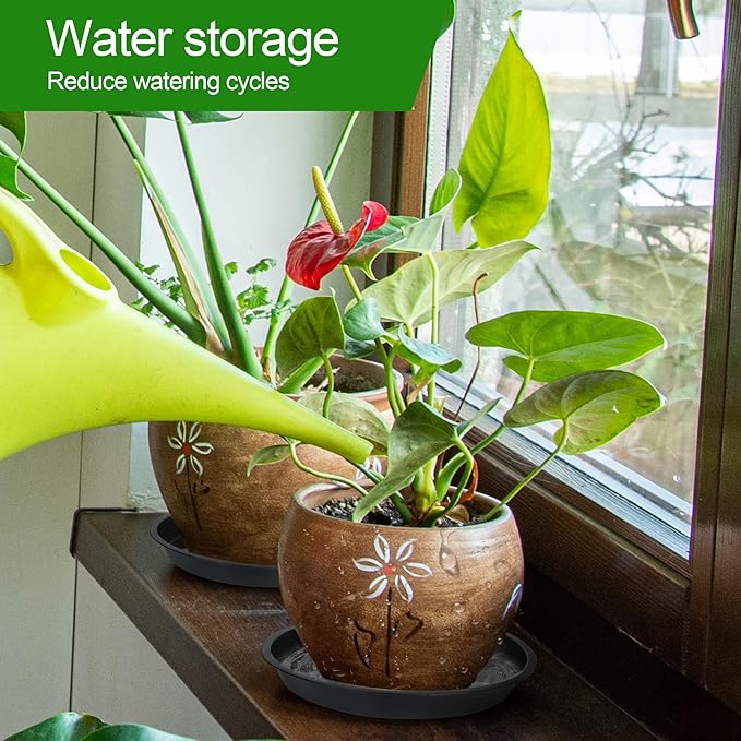 12Pack Plant Saucer - 8 10 12 Inch Plant Tray Round Plastic Plant Drip Trays for Indoor Outdoor Garden Plants, Collects Flower Pot Drainage and Excess Water