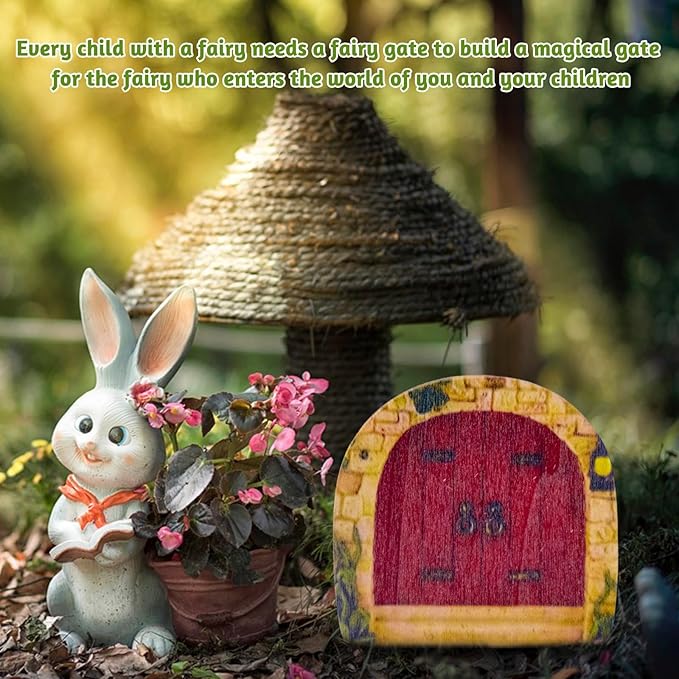 6 PCS Mini Fairy Garden Door for Tree, Miniature Fairy Door for Fairytale Tiny House Doors, Bonsai Terrarium Micro Landscape Decoration Accessories