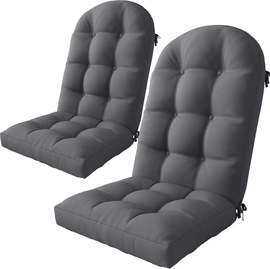 Amopatio Adirondack Chair Cushions 4" Thick Set [2-Pack] - Outdoor Cushions for Patio Furniture, Contoured Design with Anti-Slip Straps & Water-Resistant Fabric for Adirondack Chairs, Dark Gray