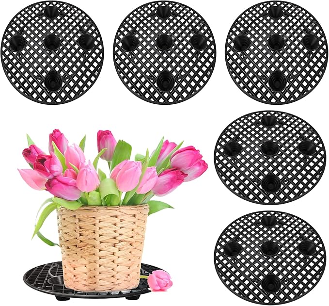 6 Pcs Big Plant Level Pot Elevator 12 Inch Heavy Duty Plant Stands with Saucer for Avoiding Rot on Patio Deck, Plastic Round Planter Pots Elevator for Indoor Outdoor Garden Deck Floor Protector