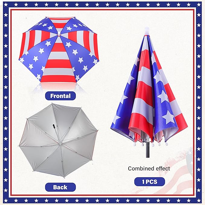Abbylike 1 Set Plant Umbrellas for Outdoor Plants, Patriotic Garden Umbrella Shade for Potted Plants and Garden Beds Plant Cover for Sun