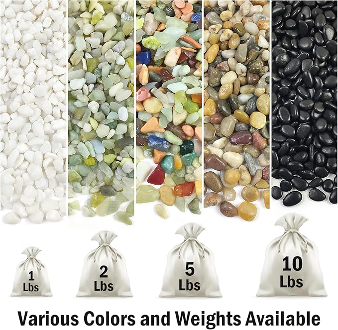 5 lbs Pebbles for Indoor Plants. 3/8 inch Small Black Stones, Decorative Black River Rocks for Plant Outdoor, Vase, Landscaping and Garden