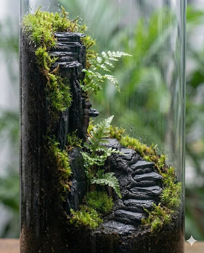 Terrarium Modeling Soil Mix, Glass-Adhesive, Terrarium Substrate, Adhesive Soil, Moss Wall, Vertical Natural-Looking for Miniature Scenes, Fairy Gardens & Plant Displays (16 oz)