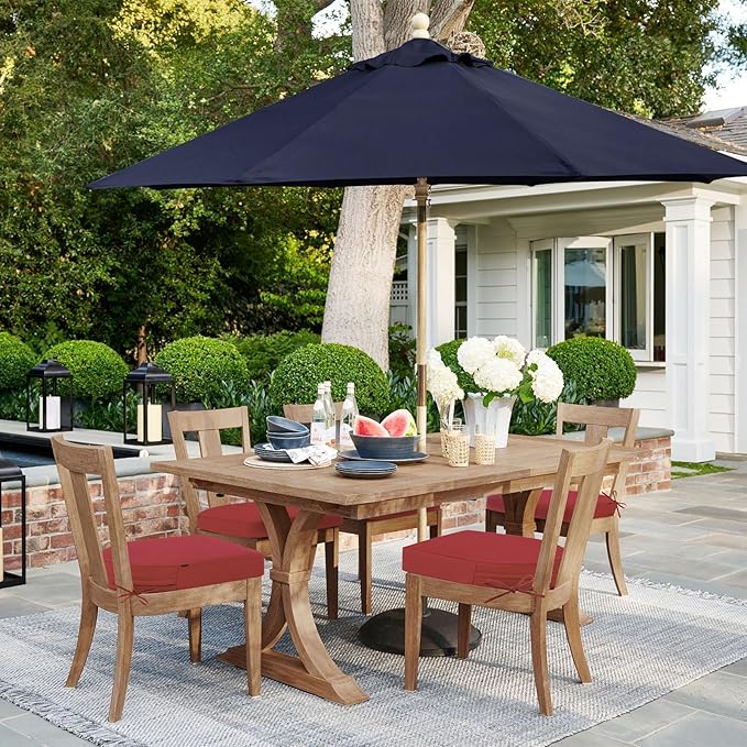 Topotdor Outdoor Chair Cushions Set of 4, 17"x16"x2" Waterproof Patio Chair Cushions for Outdoor Furniture, Round Corner Outdoor Seat Cushions Color Fastness Chair Pads with Ties, Bright Red