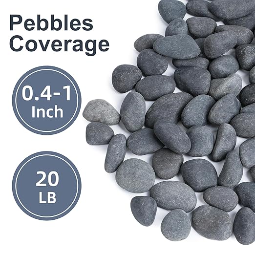 20 lbs River Rocks for Landscaping, 0.4-1 inch Natural Rocks for Aquarium, Fish Tank, Decorative Garden Stones for Plants, Flower Pots, Vase, Walkways