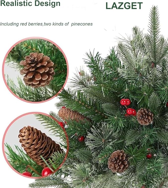 2026 New Christmas Planter Filler,Prelit Planter Bushes,Christmas urn fillers for Outdoor Holiday Planters Decorations,with Tripod Stake LED Lights. (1, Green)