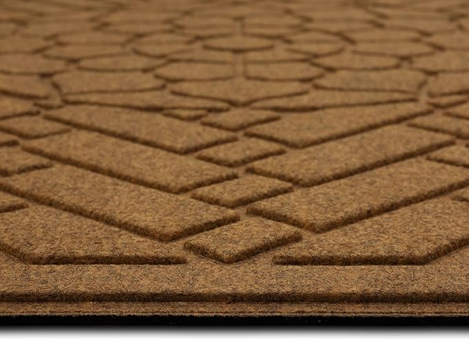 Mohawk Home Entryway Door Mat 2' X 4' All Weather Outdoor Non Slip Recycled Rubber Doormat, Brick Path Impressions Light Brown