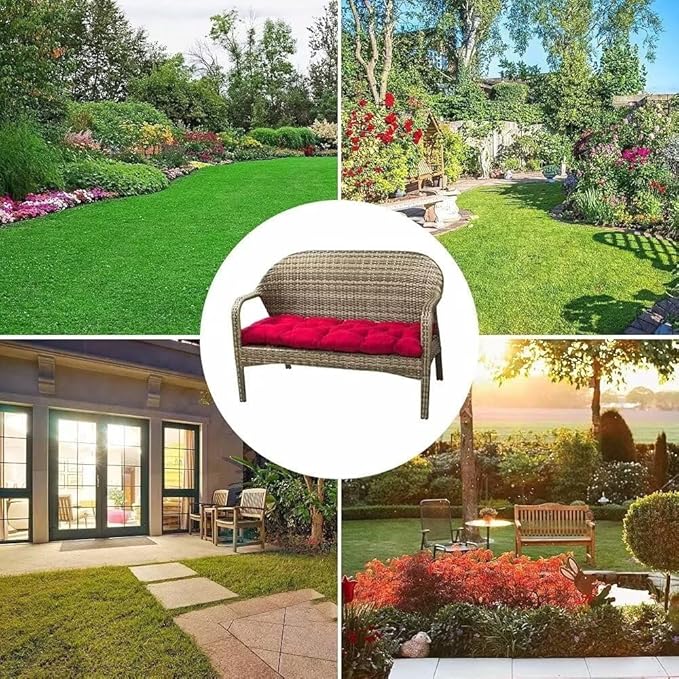 Waterproof Indoor/Outdoor Garden Bench Seat Cushions,Thicken Patio Bench Soft Rocking Chairs Pad Lounger Seat for Wicker Loveseat Settee（59 X 19.6 in，Turquoise