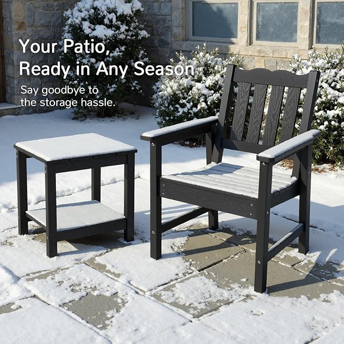 Stoog All-Weather Outdoor Chairs, Patio Dining Chair with Curved Backrest, 400 lbs Support Patio Chair, Black