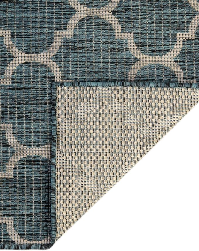 Unique Loom Outdoor Trellis Collection Area Rug (3' 3" x 5' 3" Rectangle, Teal/ Gray)