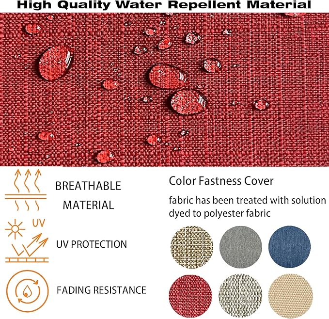 24x24 Inch Outdoor Deep Seat Cushions Set of 2,Thick High-Density Foam, Piped Edges & YKK Hidden Zipper,Water-Resistant UV-Resistant Polyester for Patio Furniture,Chili