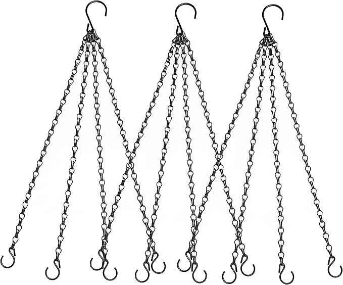 Heybe 24 Inch Hanging Basket Chain, 4 Point Hanging Chains with Hooks for Pot Planters Bird Feeders Lantern Lamp,Extended Hangers for Hanging Badkeys(24inch, 4 Point)