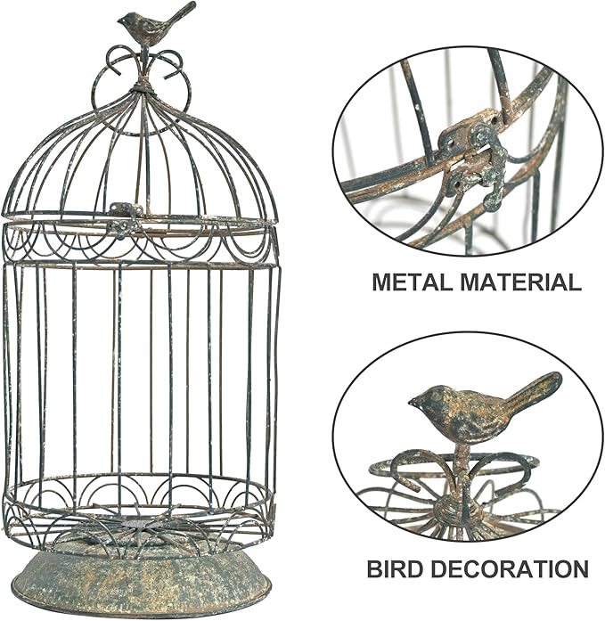Rustic Metal Planter Holder Vintage Iron Birdcage Flower Planter Farmhouse Metal Climbing Vine Stand Antique Candle Holder Decoration for Garden Patio Balcony Outdoor Indoor Decor (styel#3)