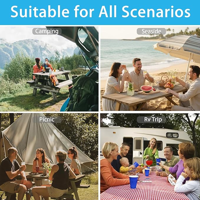 Fitted Waterproof Picnic Table Cover with Bench Covers Elastic 72×30In 3 Piece Camping Table Cloth for 6Ft Rectangle Tables Outdoor Camper Gifts Supplies Patio Rv Traveling Hiking Must Haves