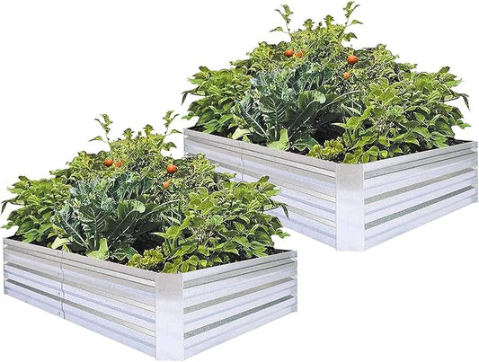 Galvanized Raised Garden Beds for Vegetables Large Metal Planter Box Steel Kit Flower Herb (6 x 3 x 1 ft * 2 Pack, Galvanized)