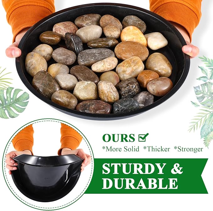 Sawysine 30 Pack Plastic Plant Saucer Round Drip Trays Black Flower Pot Saucers Thick Plant Dish Sturdy Water Tray Heavy Drainage Potted Container for Indoor Outdoor Garden (12 Inches)