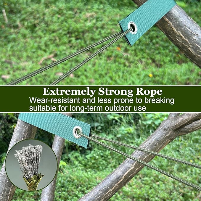 Tree Stakes and Supports, Heavy Duty Tree Stakes Kit Include 3Pcs Tree Straps for Staking, 3Pcs 12" Steel Spikes, and 39Ft Rope, Tree Supports for Young Tree Anti Strong Wind, Bad Weather