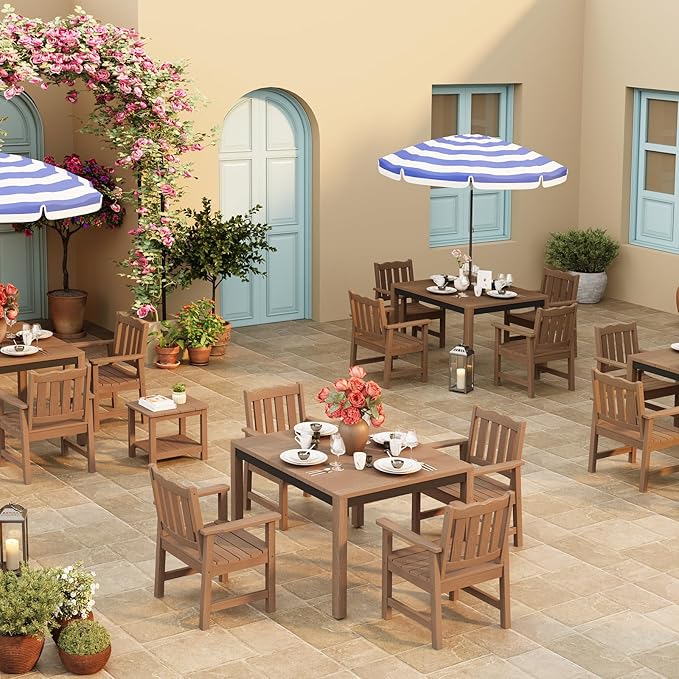 Stoog Patio Chair, All-Weather Outdoor Chairs with 400 lbs Weight Capacity, Looks Like Real Wood, for Patio, Deck, Pool and Backyard, Teak