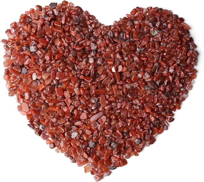 LAIDANLA Red Agate Crushed Stone Crystal Chips Bulk Natural Gemstones Healing Reiki Crystals Mini Quartz Vase Filler Aquarium Gravel 0.55lb