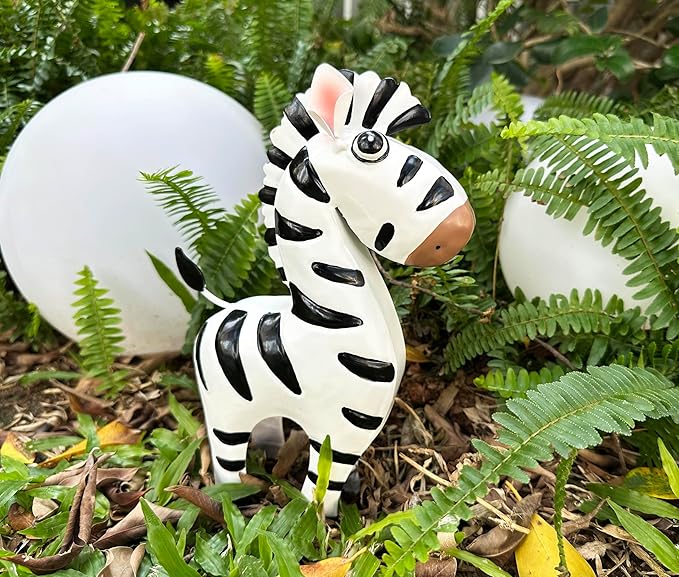 GIFTME 5 Metal Zebra Figurine Garden Outdoor Sculptures Decor,Cartoon Zebra Statues Home Decor for Women,Family
