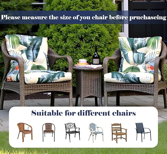Outdoor Patio Chair Cushions Waterproof for Outdoor Furniture Thick Tufted Wicker Chair Cushion with Back Indoor Navy Blue Rocking Chair Pads,41.7"*20.8"*3.5" for Home Office