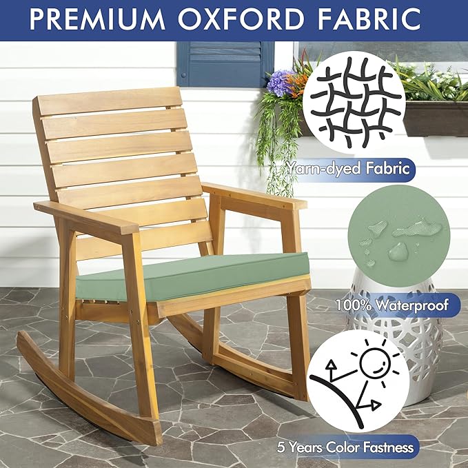Outdoor Chair Cushions 19 x 19 Inch Water Resistant Patio Chair Cushions with Tie 3 Year Color Fastness Thick Outdoor Seat Cushion for Garden Lawn Patio Furniture Sage Green Set of 2