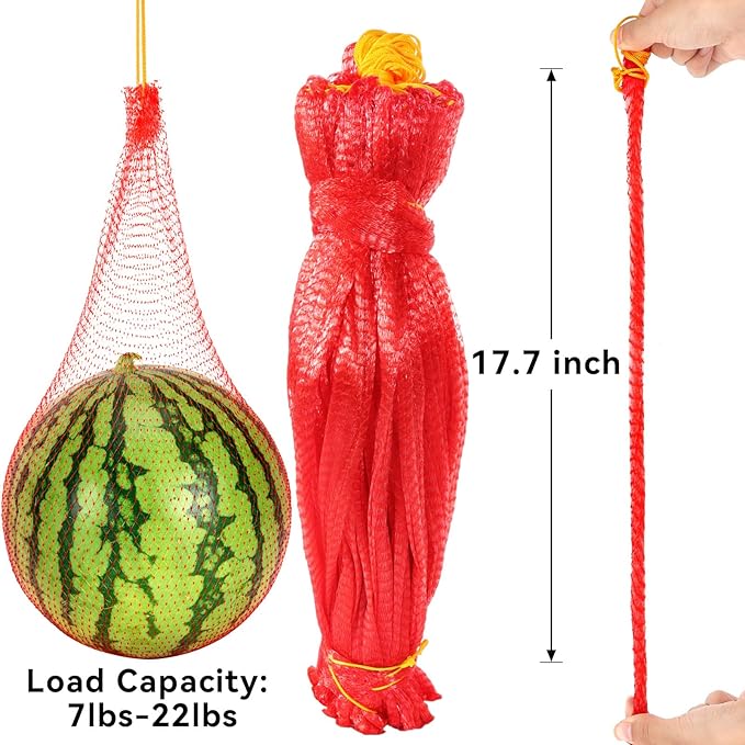 Melon Hammock Melon Nets, 50pcs Watermelon Nets with Drawstring, Heavy Duty Watermelon Net for Garden, Thickened Cantaloupes Mesh Bags, Hammock for Trellis Cradle (17.7inch, 22lbs)
