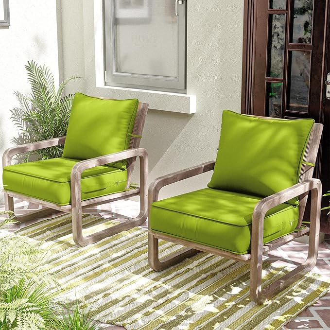 Outdoor Patio Chair Cushions Set 24 L X 24 W X 5 H Waterproof & Fade Resistant Deep Seat and Back Cushions with Removable Covers Outdoor Seat Cushion Set for Chairs and Sofas