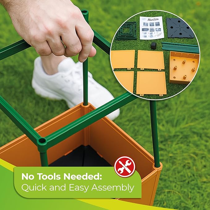 Bio Green Maxitom - 1.5 m Trellis for Climbing Plants - Plant Support for Climbing Plants, Vines, Vegetables, Tomatoes - Garden Trellis - Planter Box with Trellis - 2 Pack Plant Towers - Terracotta
