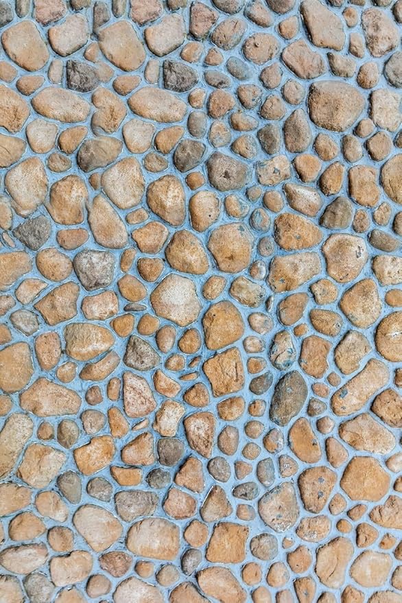 Blue Beige Brown Pebbles Modern Farmhouse Outdoor Rugs 7x9 Natural Non Shedding Waterproof Thin Cozy Beach House Carpets for Patios Poolside Balcony Backyard Deck Porch Low Pile Floor Mats