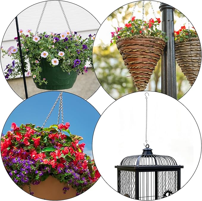 10 PCS Chain for Hanging Plants, 9.84 Inch Long Silver Planter Hanging Chain Small Hang Basket Chains Kits with S Hooks for Hang Bird Feeders Planters Lanterns Wind Chimes Ornaments