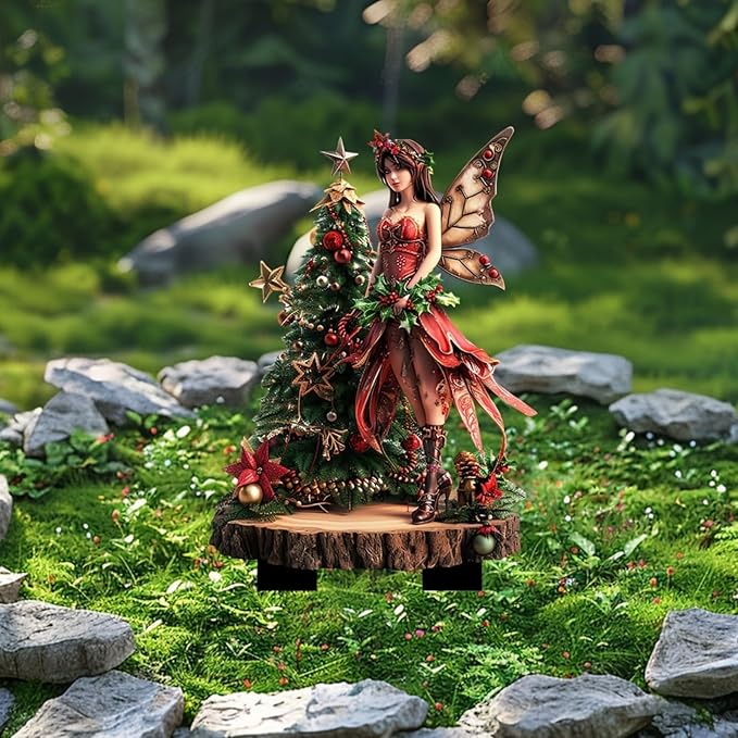 Bohemian Fairy Flower Pot Decor - Planter Pots for Home or Garden, Fairy Garden Accessories (Christmas Elf)