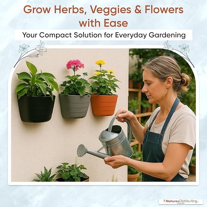 12 Inch Self-Watering Wall Planter for Indoor & Outdoor Use – Vertical Hanging Planter, BPA-Free, UV-Resistant – Perfect for Flowers, Herbs & Vegetables (Terracotta, Without Plug)