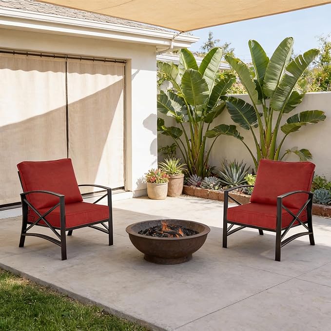 24"x27.5" Outdoor Deep Seat Patio Cushions Set of 2, Deep Seat Bottom Resilient Foam Filling Water-Resistant Stain-Resistant UV Resistant Weather Resistant with YKK Zippers, Chili