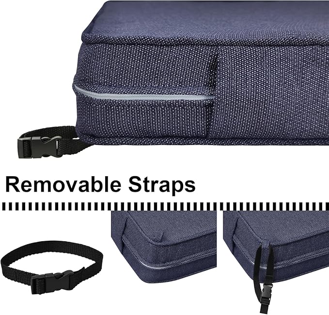 Deep Seat Cushions, Outdoor Cushions, Patio Furniture Cushions, Deep Seat & Back Cushion Patio Cushions for Backyard Couch Sofa Fade Resistant (24x24x4 inches 4 Sets, Blue Grey)