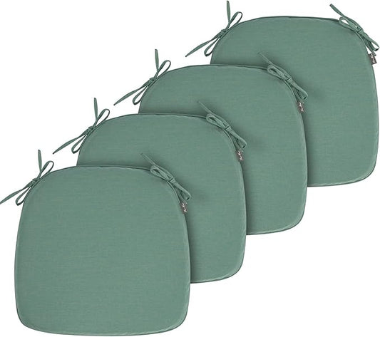 FUNHOME 17"x16"x2" Outdoor Chair Cushions Set of 4, Water Resistant Patio Chair Pads with Ties, Seat Cushions for Home Garden Furniture Decoration-Aqua Leala