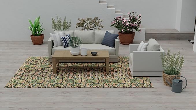 Mad Mats Traditional Outdoor Rug, Reversible Plastic Mat (4' x 6', Oasis - Medium Green)